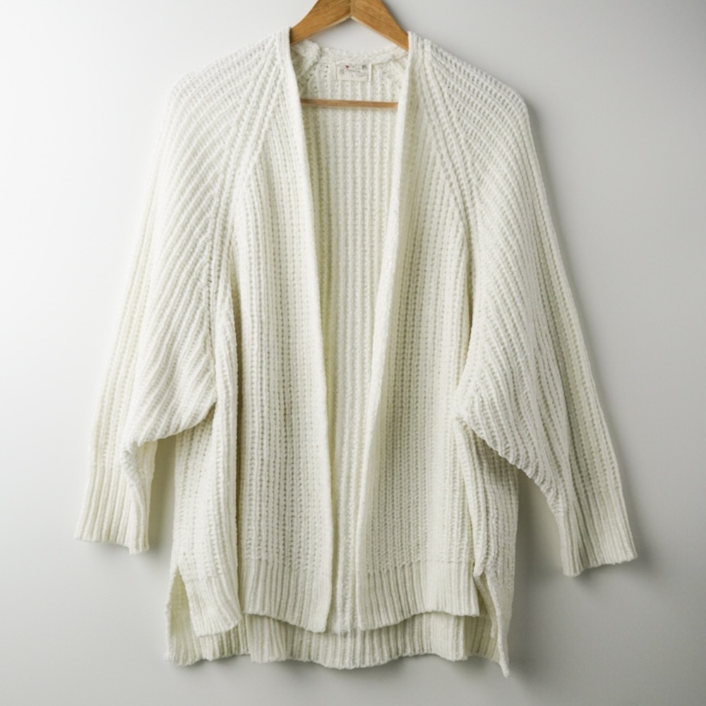 POOF! Soft & Thick Chenille Open Front Cardigan L